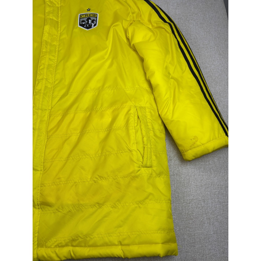 Adidas Columbus Crew MLS Soccer Sideline Parka Jacket Yellow Men 2XL Puffer Coat - Picture 5 of 8